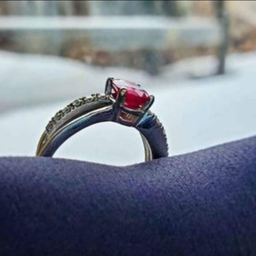 Ruby Ring With Diamond Accents - image 2